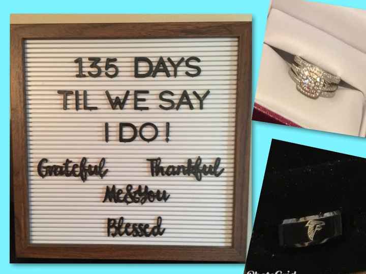 I LOVE our rings.  He is so excited about his Falcons ring.  He will have another white gold band an