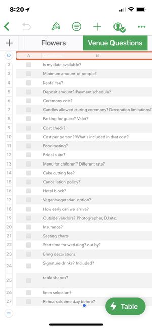 What kind of questions do you ask a venue? - 1