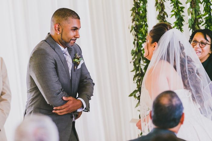 Officiant said to "look into each other's eyes" so we both decided to be silly!