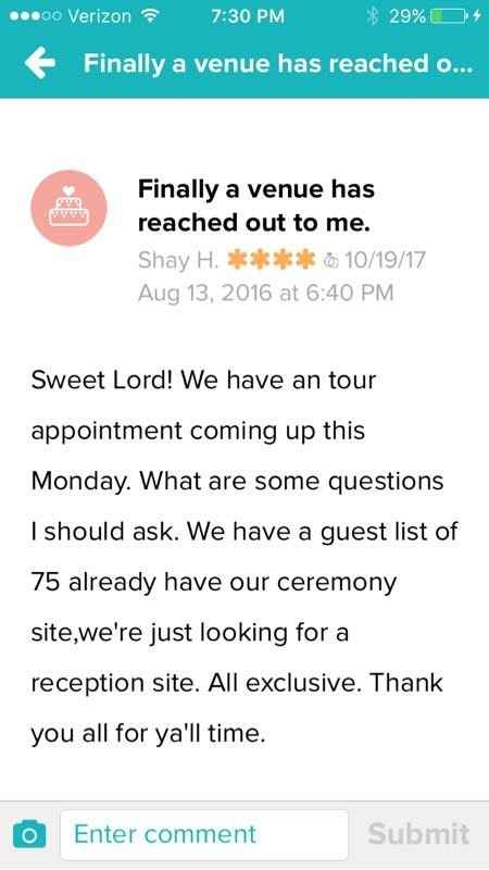 Finally a venue has reached out to me.