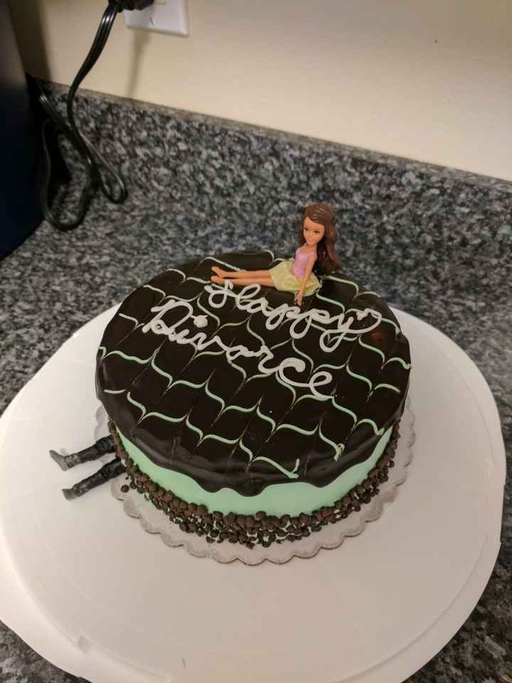 Kind of wedding related, but not really....Divorce celebration cake