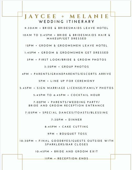 Wedding Day Timeline Layout/template - 1