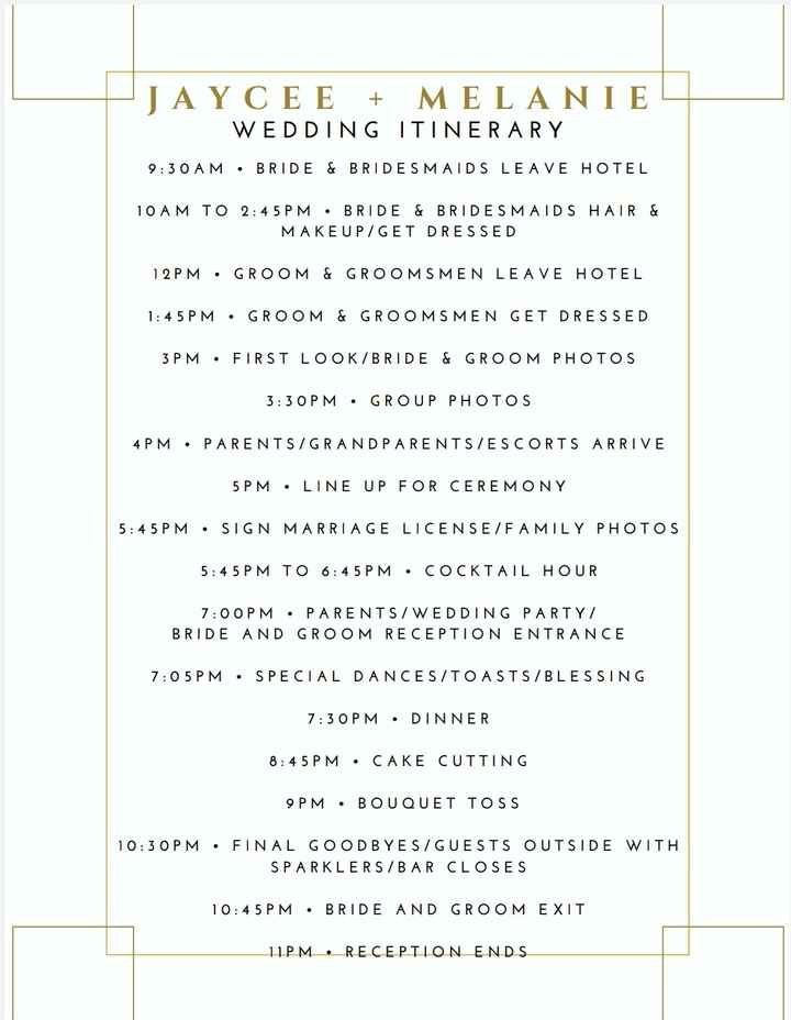 Wedding Day Timeline Layout/template - 1