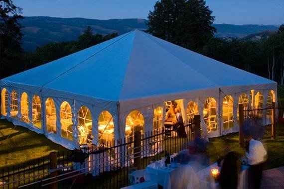 Outdoor wedding tent back-up