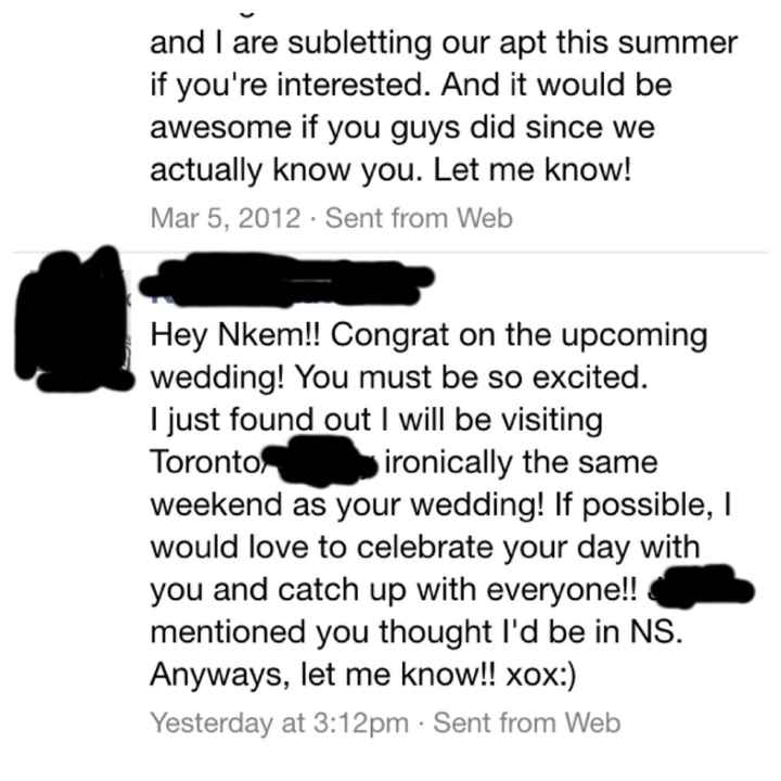 Less than two weeks out and I get this gem of an inbox...I didn't know people actually do this