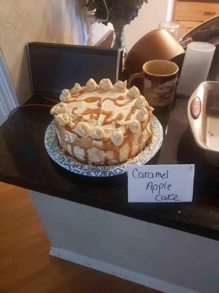 Apple Spice Cake, Caramel Mousse with caramel butter cream and drip