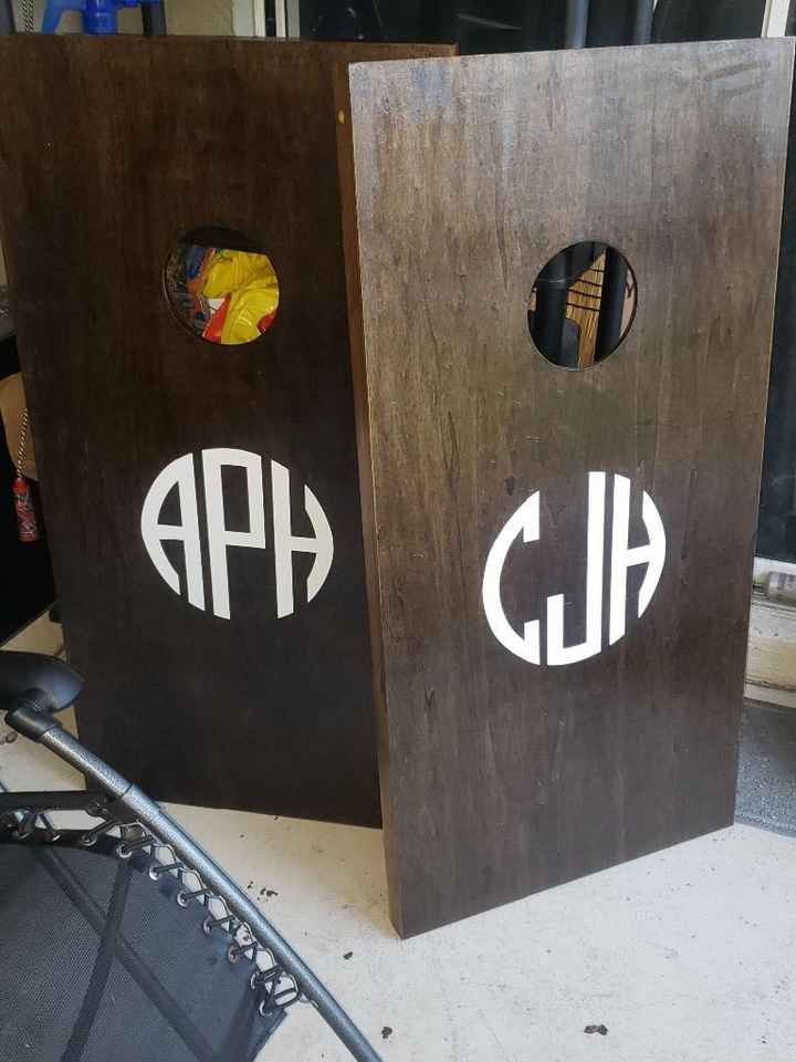 Cornhole boards to have out at reception I plan on putting lights around the edges and hole to play 