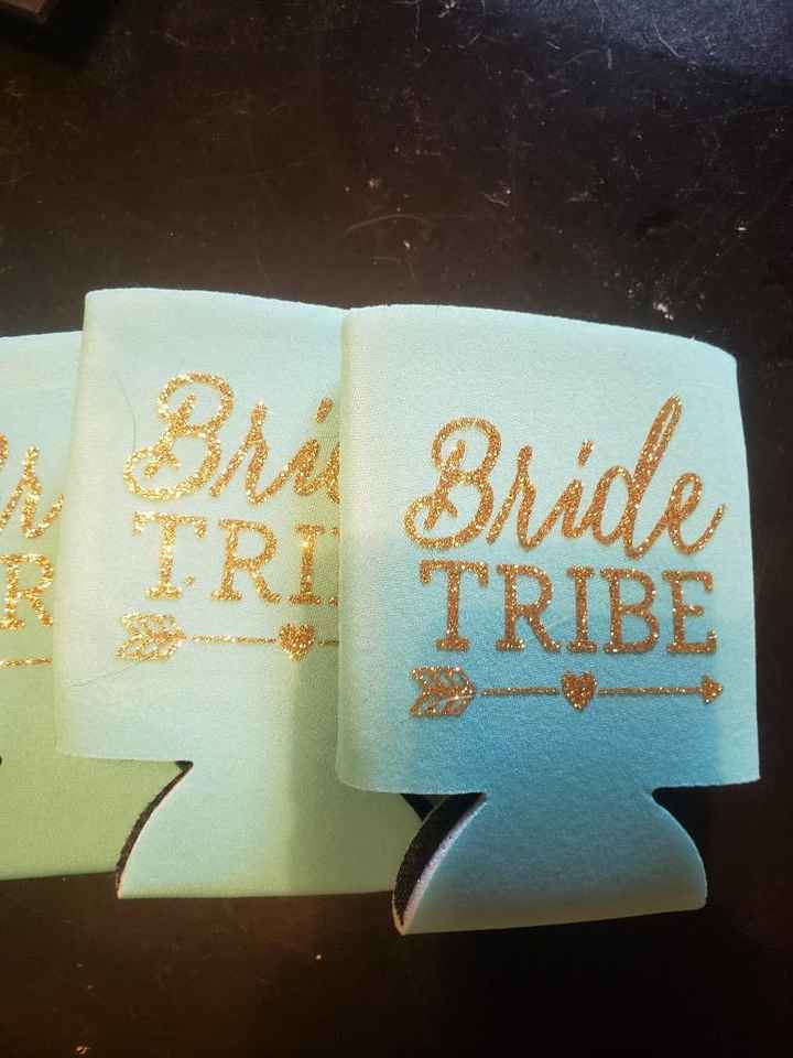 Wedding party coozies for the girls (Guys got black with no sparkles) 