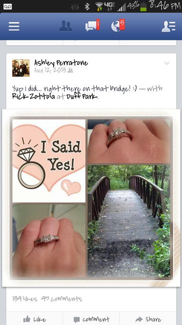 How did you announce your engagement on facebook?
