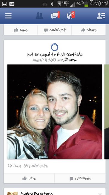 How did you announce your engagement on facebook?