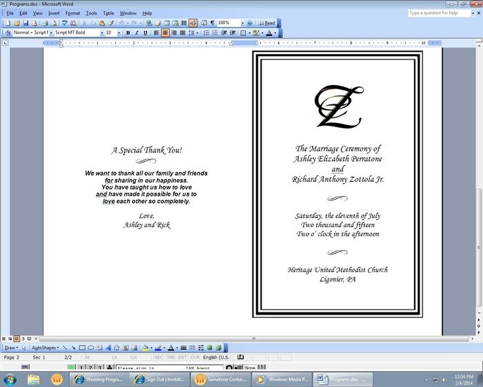 Ceremony Programs - What Info Did you Include?