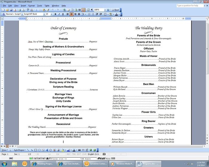 Ceremony Programs - What Info Did you Include?