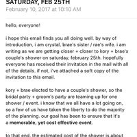 Coed bridal shower payment