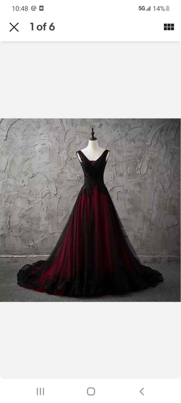 Krista Black and Dark Red Wedding Dress