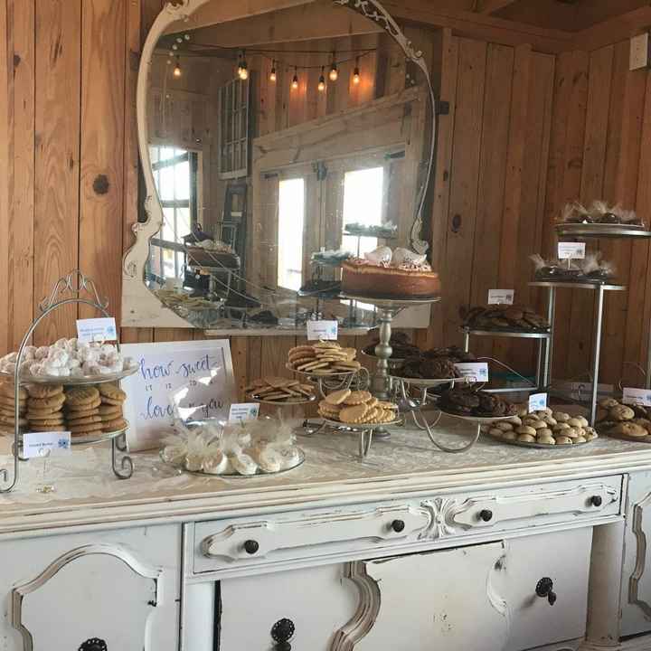 Instead of cake, we had a cookie table with over a dozen different types, made in bulk by different 