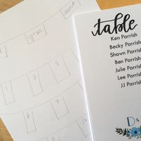 Seating chart cards and plan
