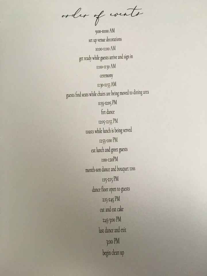 Timeline for lunch wedding? - 1