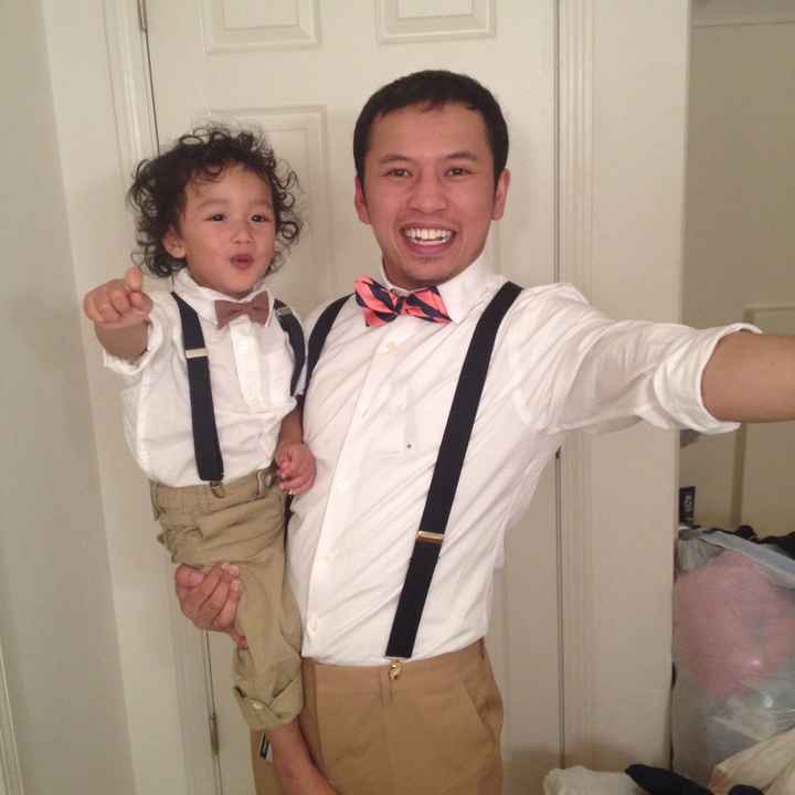 FH and our son modeling their wedding day attire for me :)