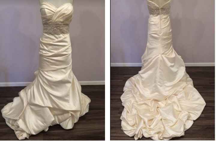 My dress is champagne satin with a bubble hem and I only have one fitting left!!!  Can't wait!