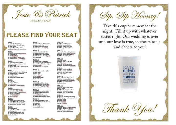 Seating Chart & Favor Reminder