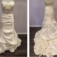 My dress is champagne satin with a bubble hem and I only have one fitting left!!!  Can't wait!
