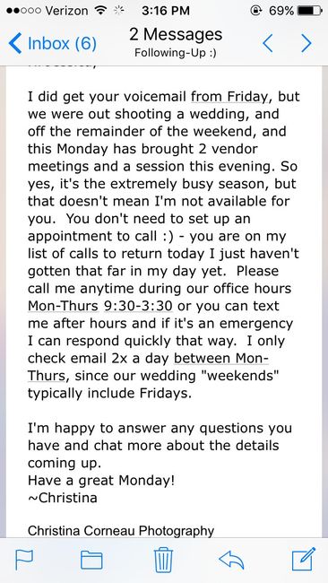 Communication Issues w/ Photog