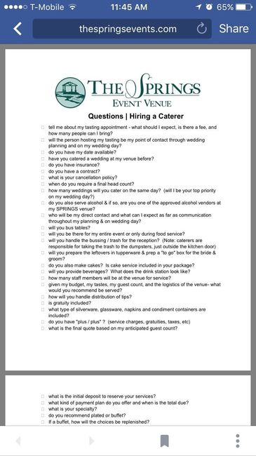 What to ask during Catering meeting