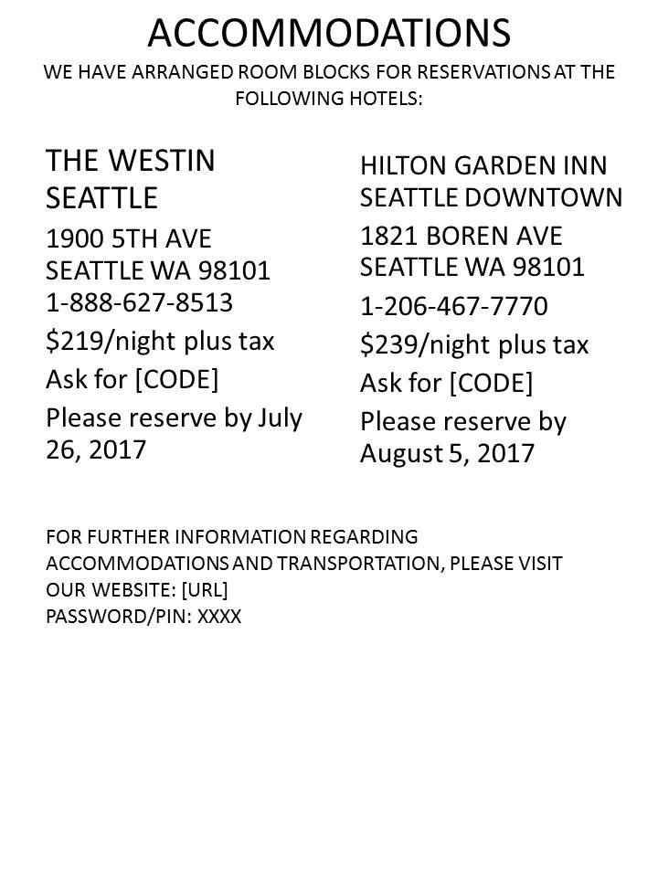 Please Critique my Accommodations Card & Questions about Transportation/Parking