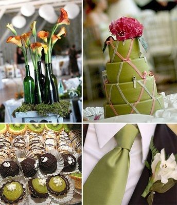 Chocolate brown, cream & apple green as colors?