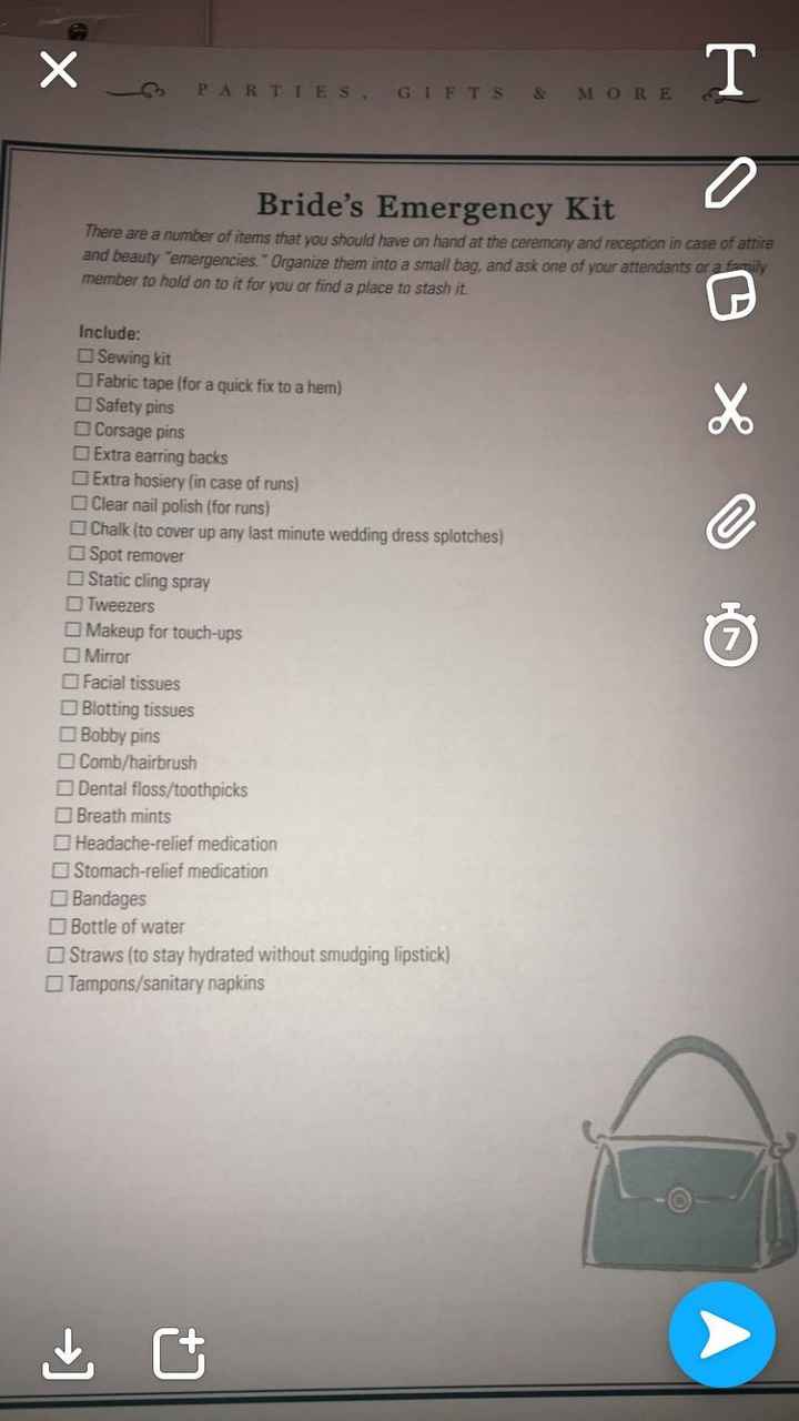 Wedding day emergency kit.