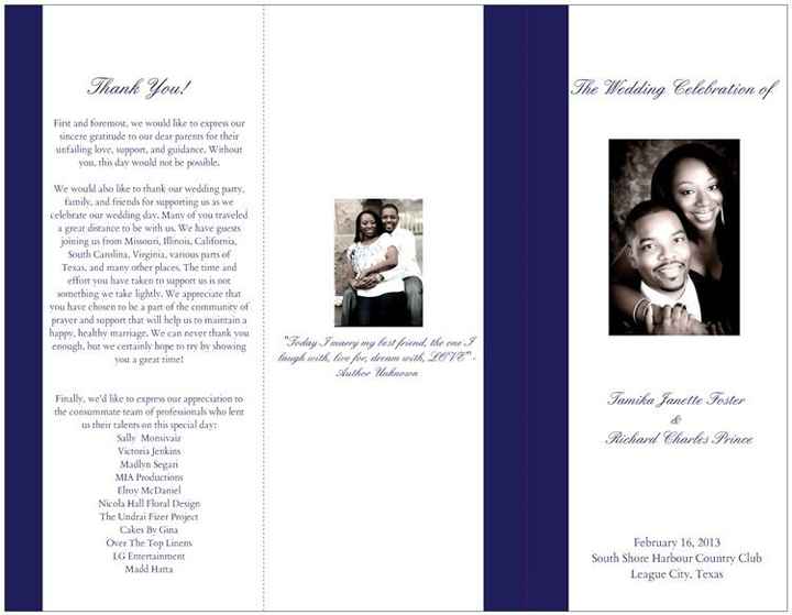 My Vistaprint Wedding Programs