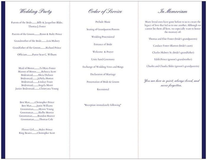 My Vistaprint Wedding Programs