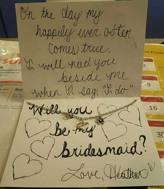 How did you ask your bridesmaids to be in your wedding?