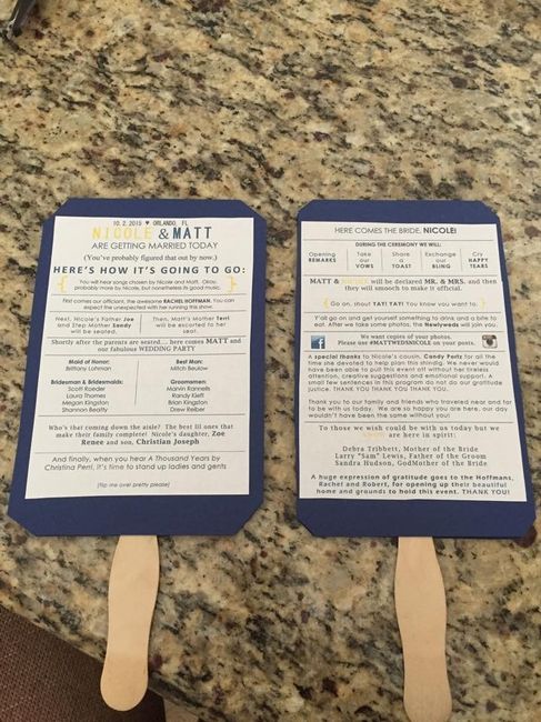 At-home printing of Wedding fan programs
