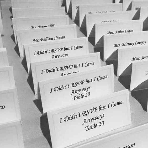 Place Cards For Guests That Don't RSVP!