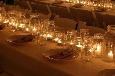 Spring, Summer & Fall Brides ~ Inexpensive wedding centerpeices & decor... MASON JARS!