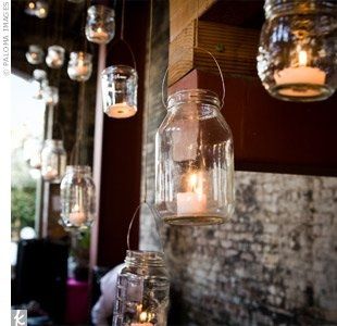 Spring, Summer & Fall Brides ~ Inexpensive wedding centerpeices & decor... MASON JARS!