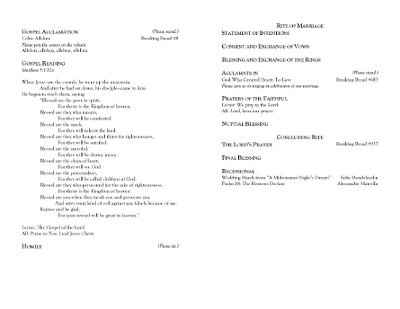 As Promised Wedding Programs for Catholic Ceremony o
