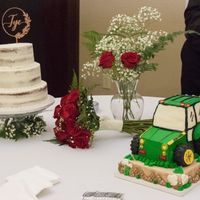Our wedding cake and groom's cake
