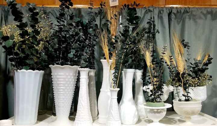 vintage milk glass collected til now! will add fresh big white floral