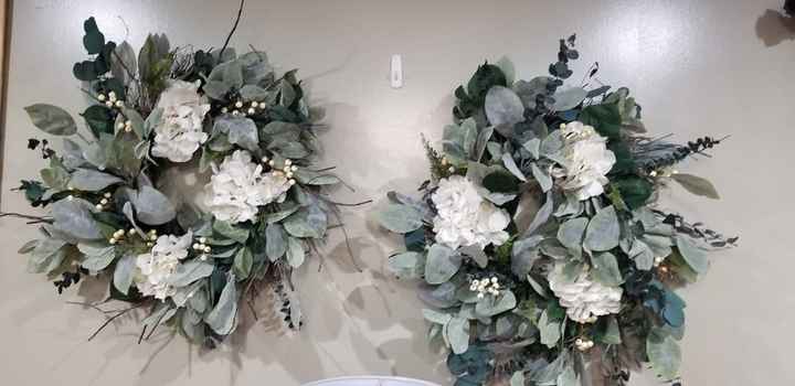 I built out using a neutral wreath base from Joanns, and added preserved eucalyptus, and faux hydran
