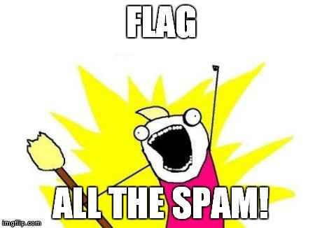 Let's flag the spam on the first page and keep it clear!