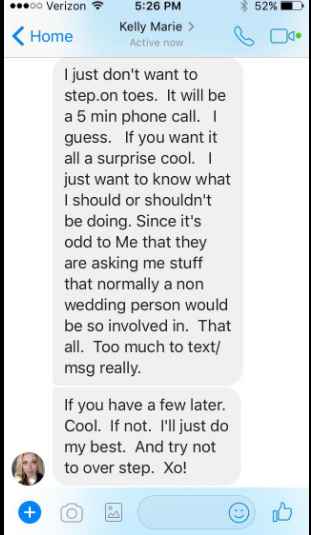 Sister contacting me about bridesmaids 