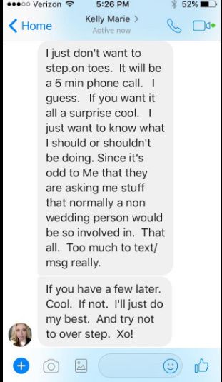 Sister contacting me about bridesmaids 