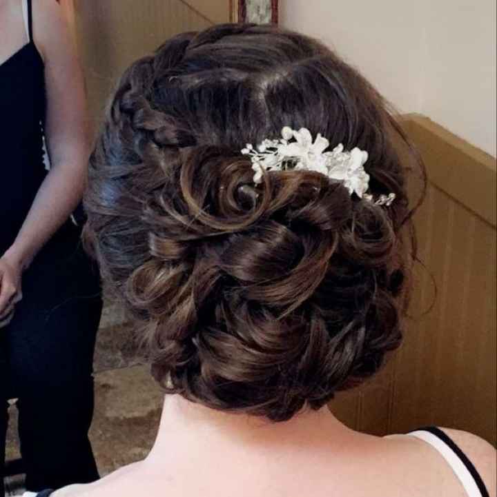 Wedding hair help! I have long hair but the back of my dress is GORGEOUS. Advice welcomed!!