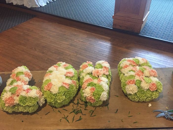 LOVE in carnations (these were floral foam letters from amazon)
