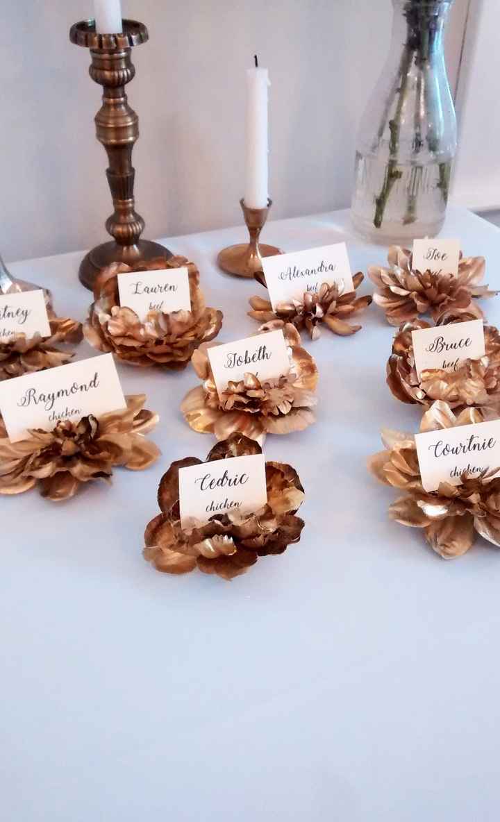 My DIY gold flower place card holders