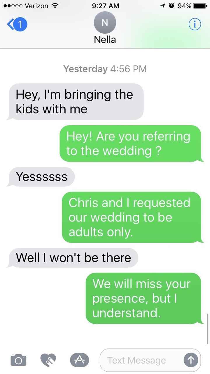 No kids wedding drama