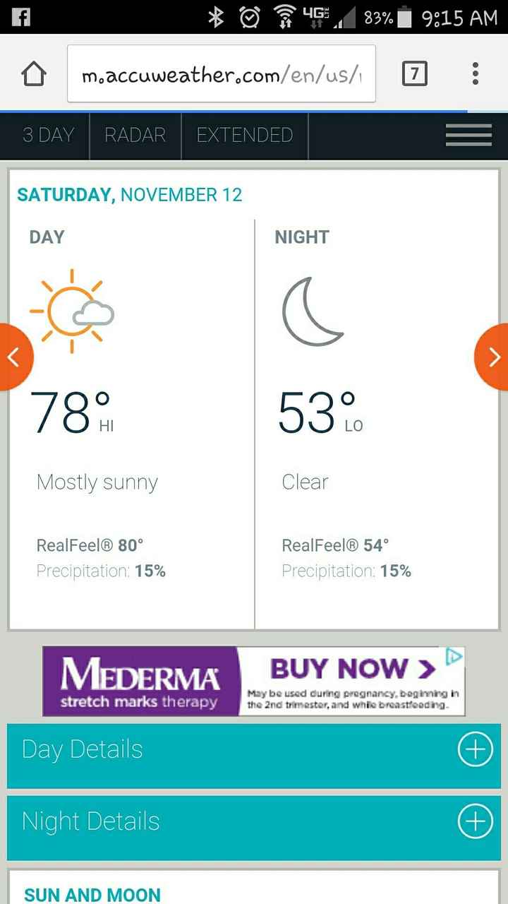 Just for fun: Post a screenshot of the weather forecast for your wedding day!