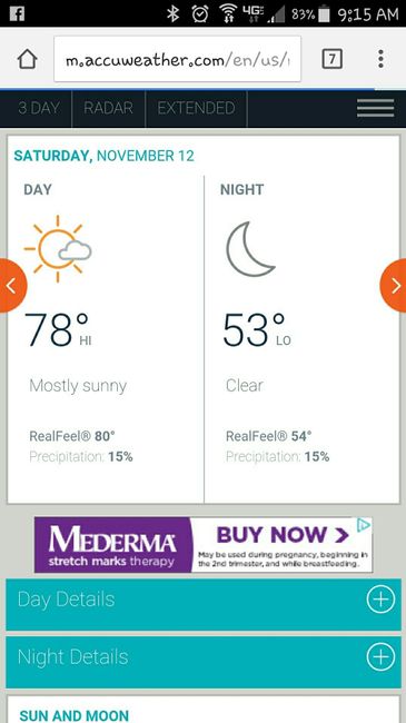 Just for fun: Post a screenshot of the weather forecast for your wedding day!